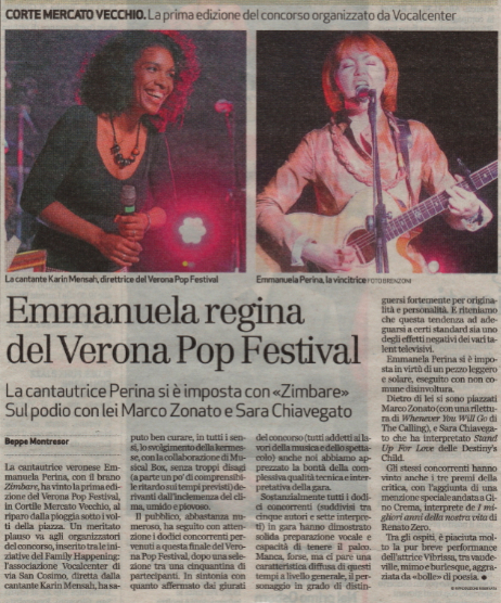 Articolo su L'Arena del 18 settembre 2013 - Beppe Montresor